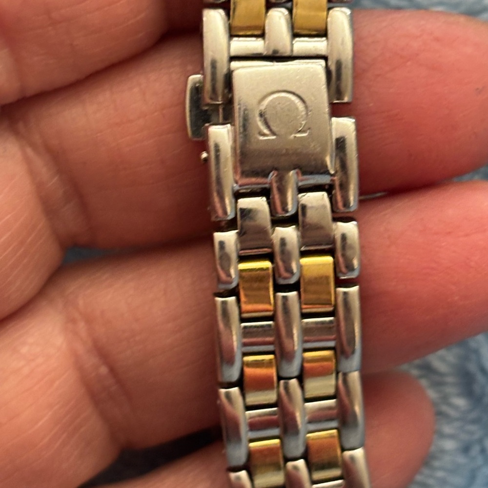 Omega Gold and Silver Two-Tone Watch with Roman Numerals - Picture 7 of 9